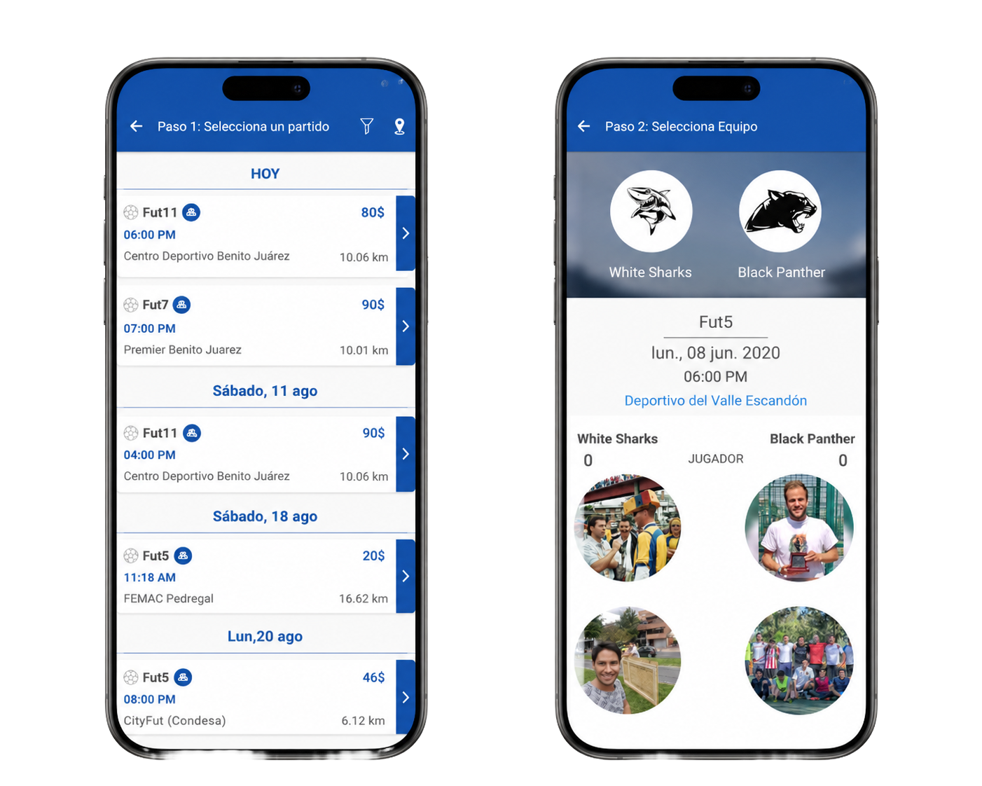 Pantallas de la app de Sport12