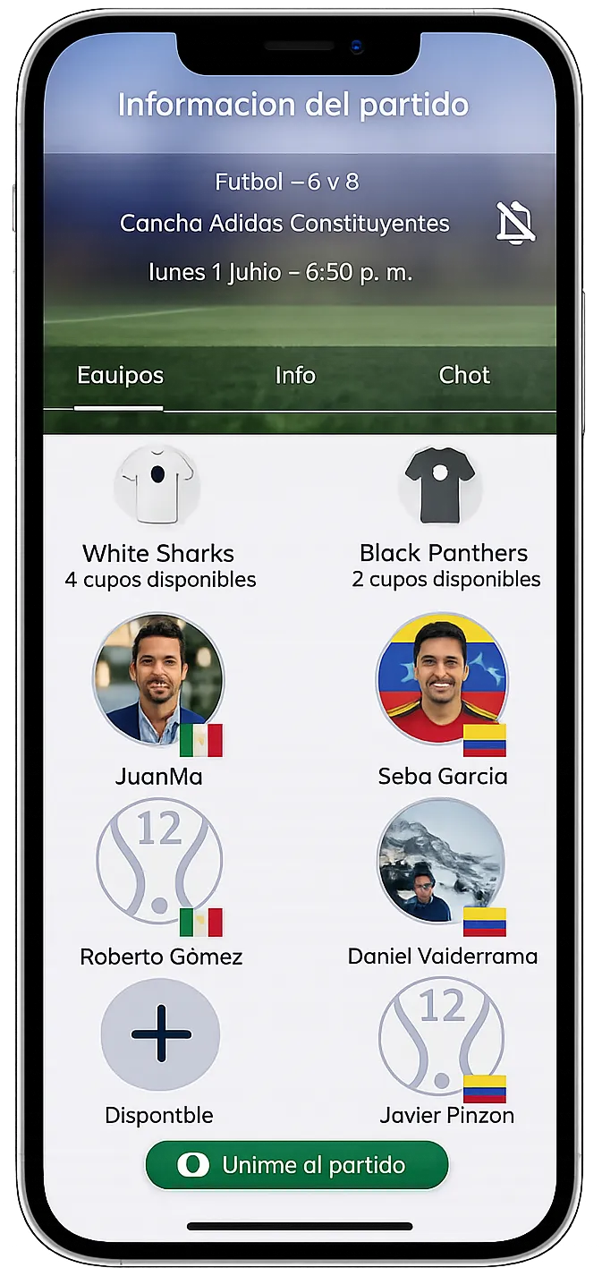 Únete al partido en la app de Sport12